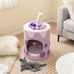 Bubble Tea Cat Tree Tower with Scratching Post-Purple - Color: Purple
