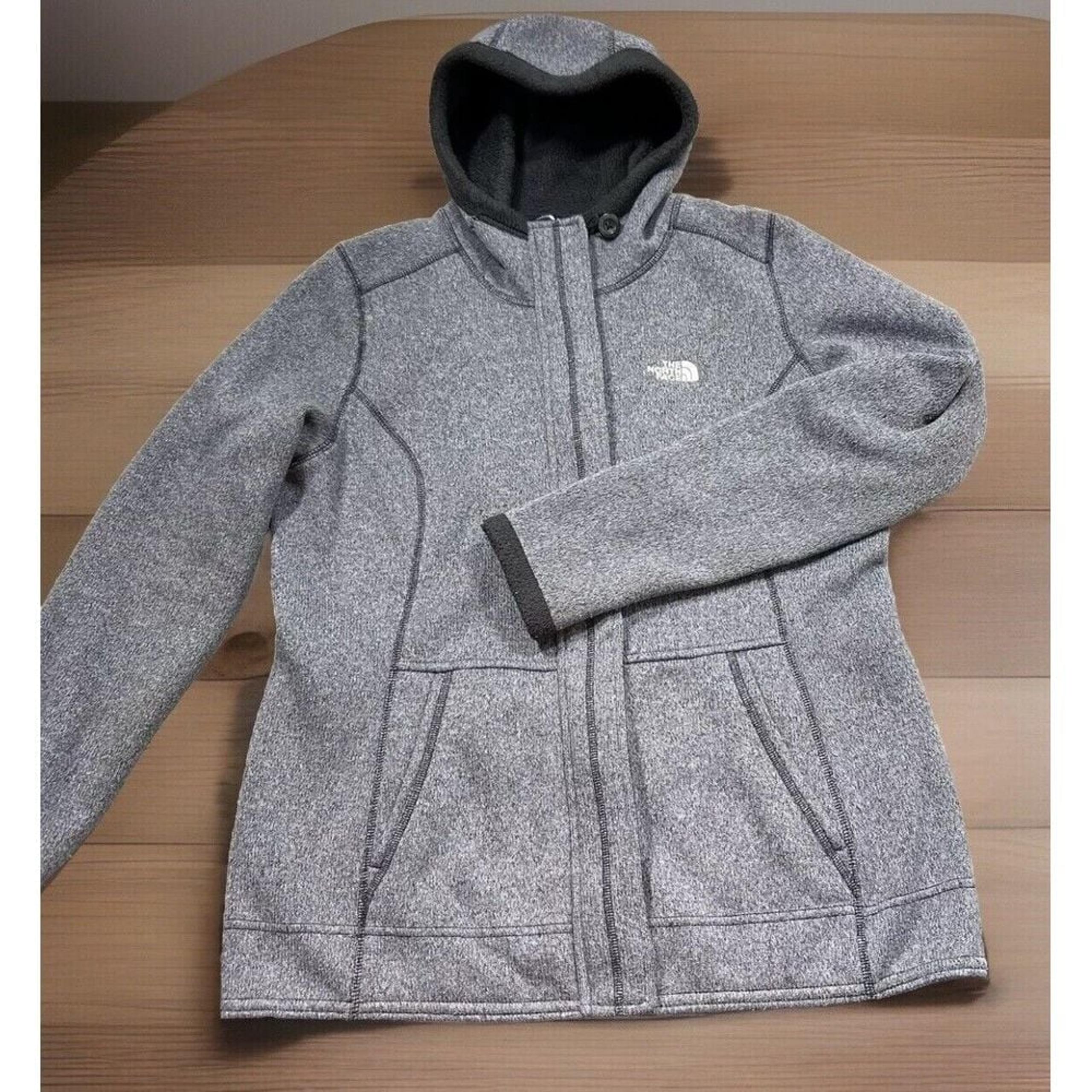 North Face Banderitas Womens Medium Full Zip Snap Hoodie Grey Fleece Lined