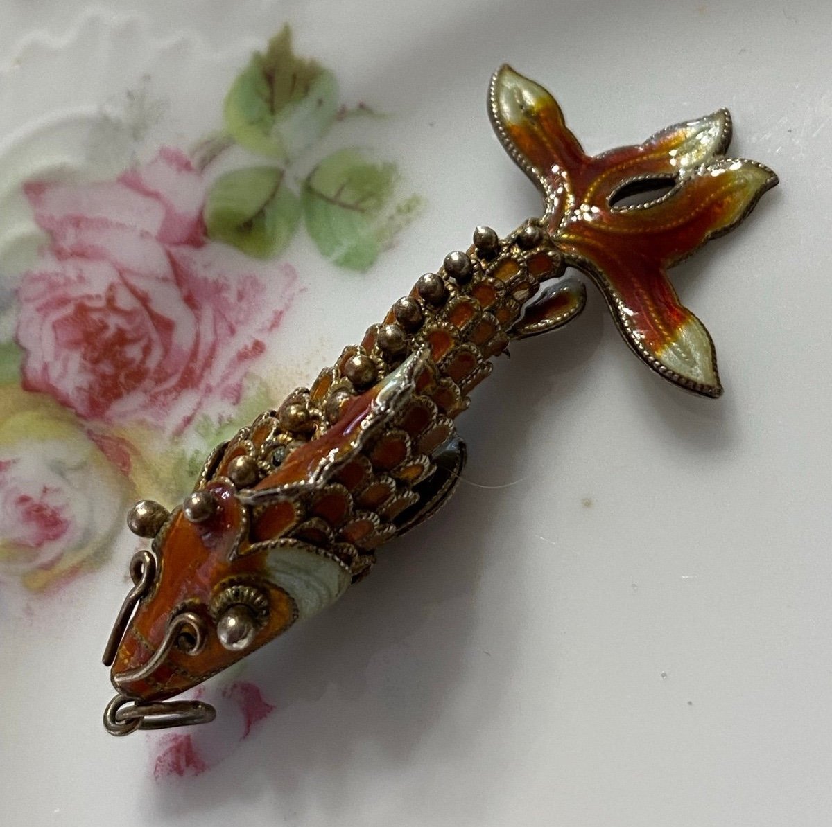 VTG Sterling/Enamel Articulated Koi Fish Pendant (Final Price)