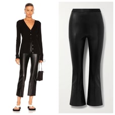 Wolford Jenna Vegan Leather Trousers Pants *Black* Crop Flare Sz EU 34 / US 4