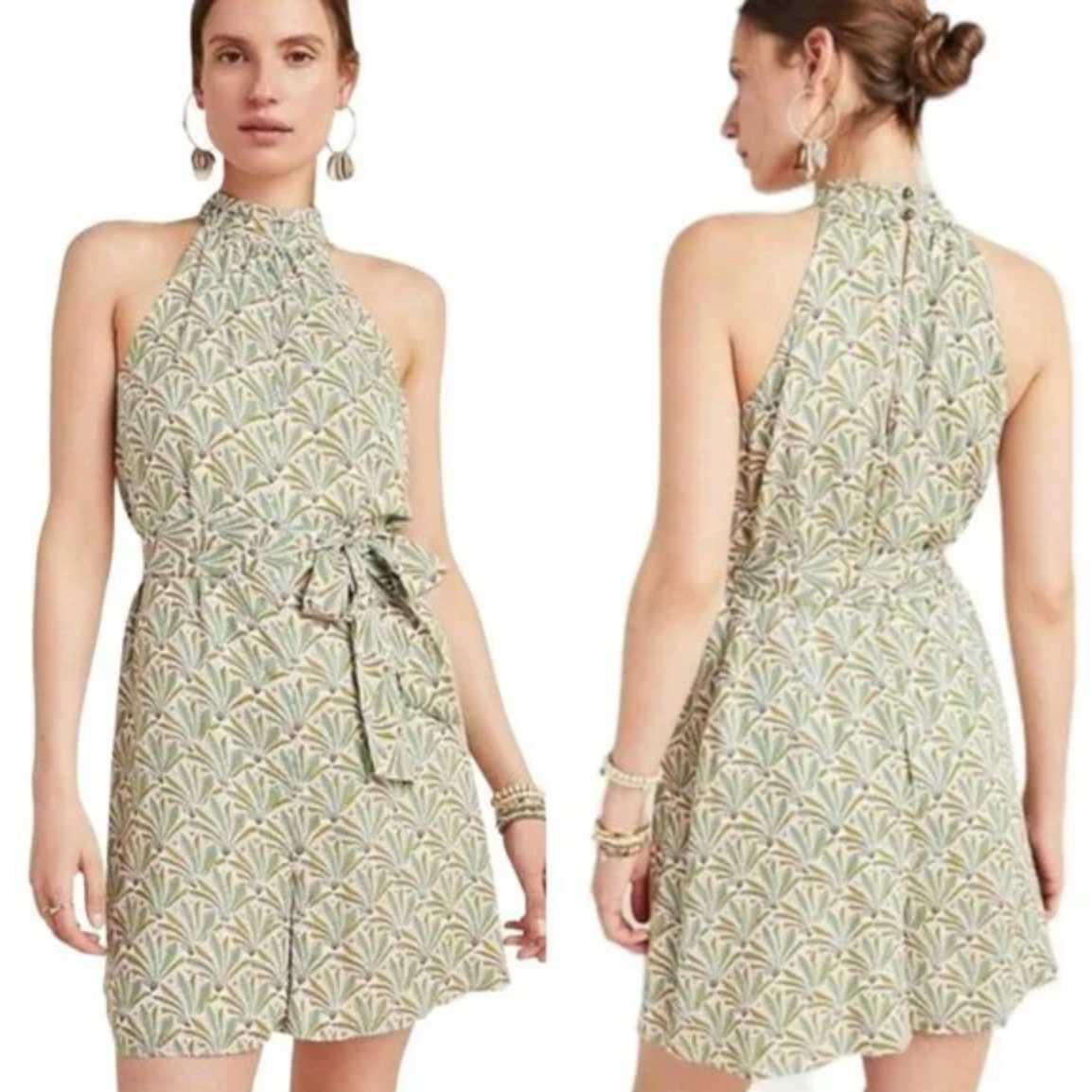 Anthropologie Printed Halter Romper - Size XS