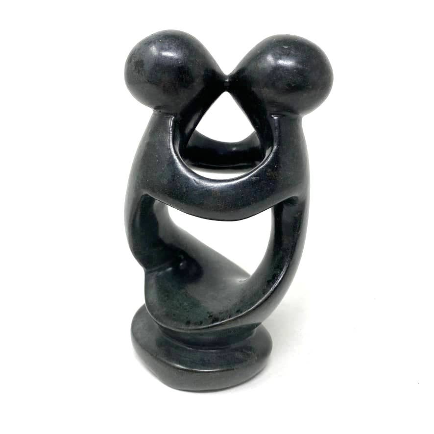 Carved Gray Soapstone Kissing Couple Contemporary