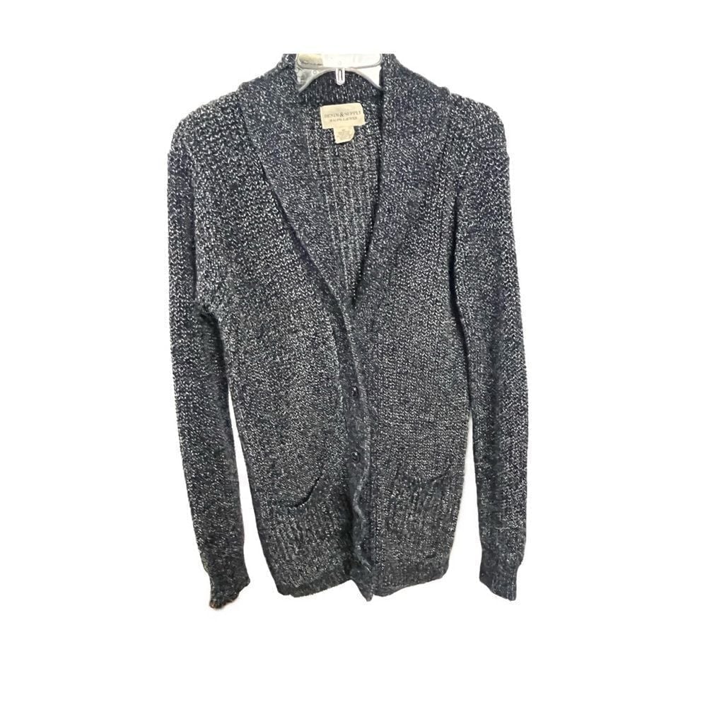 Denim & Supply Ralph Lauren Women's Marled Blue Button Front Cardigan- Size S