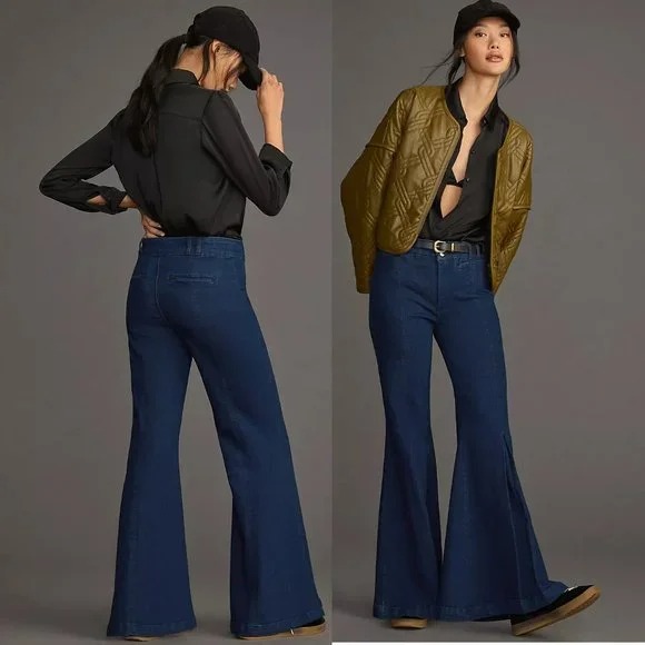 anthropologie Maeve Flirty High-Rise Wide-Leg Jeans size 31 new nwt