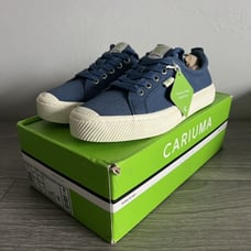 New Cariuma OCA Low Shadow Blue Canvas Sneakers Shoes Womens 8.5 Mens 7