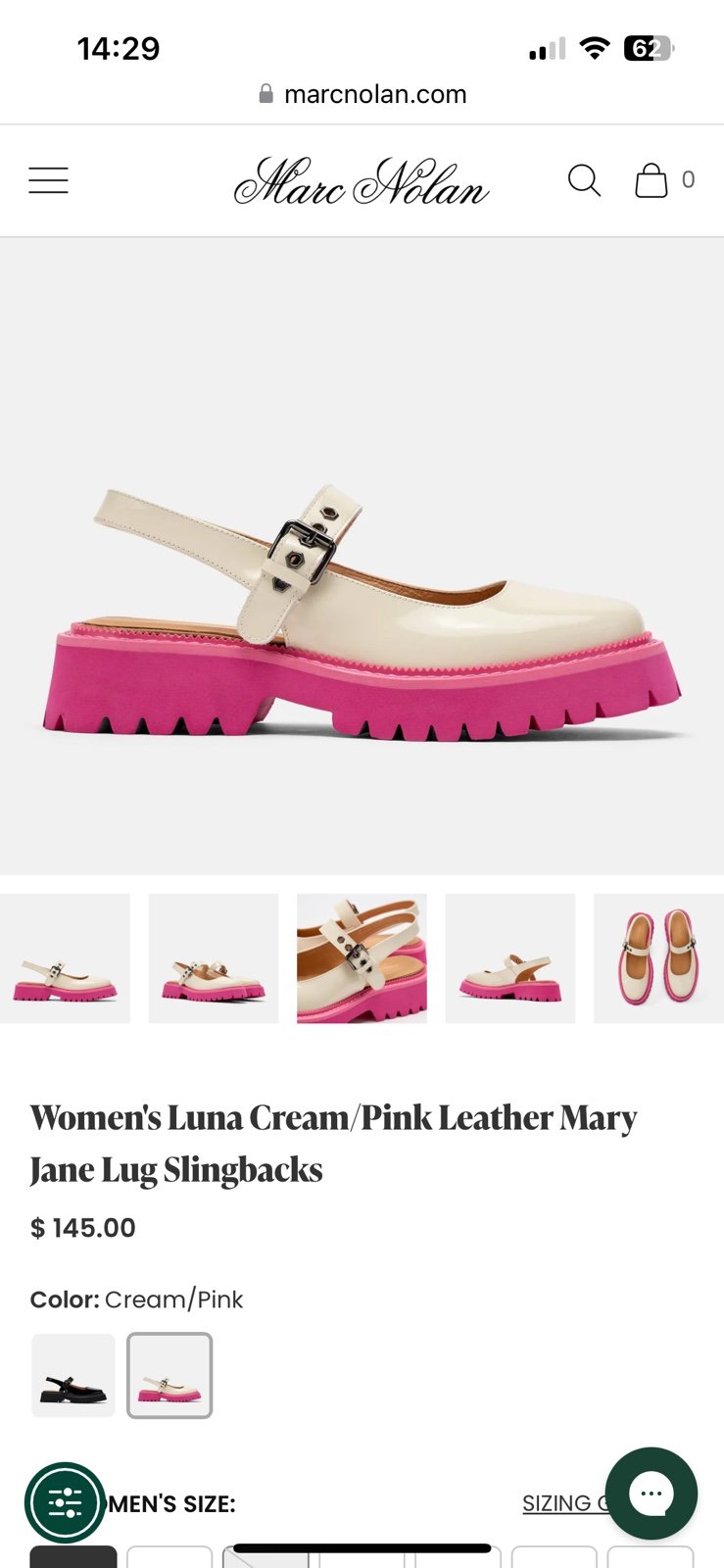 Women's Luna Cream/Pink Leather Mary Jane Lug Slingbacks