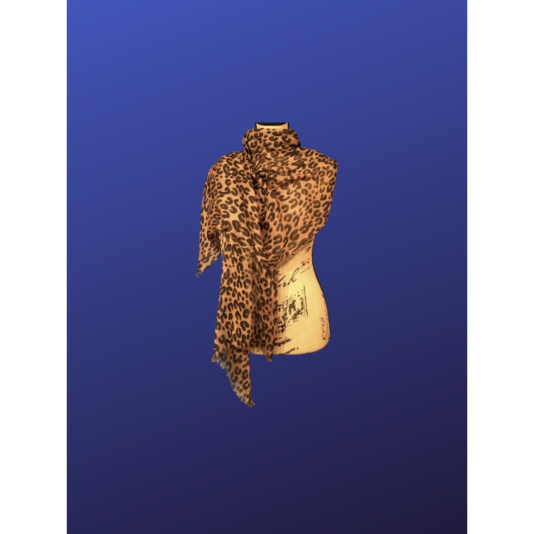 UNBRANDED Shawl Wrap w/Eyelash Fringe, BLACK/DARK GOLD LEOPARD, Pre-owned, EUC