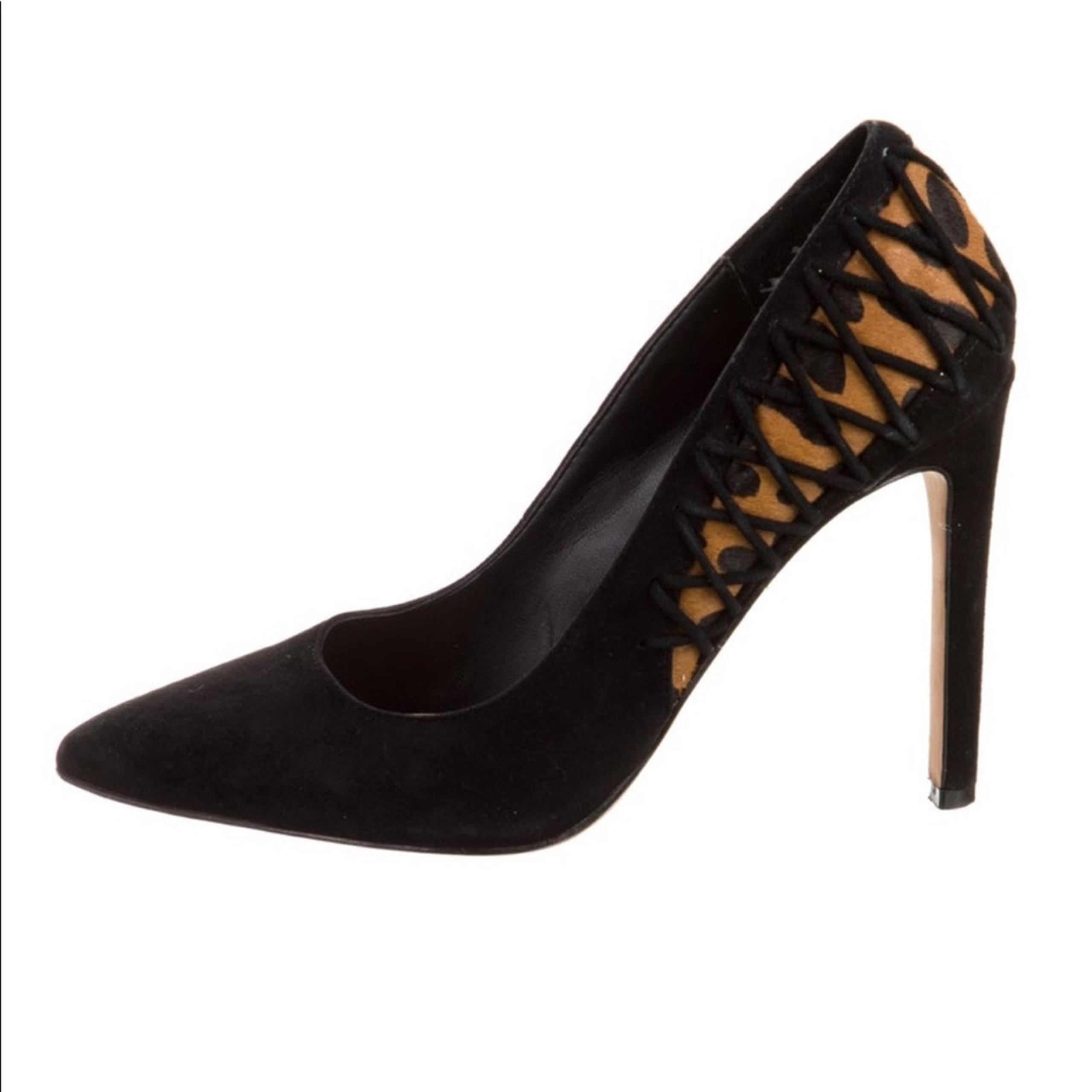 Brian Atwood Vero Cuoio Oriel Suede black and leopard calf hair Heels size 6