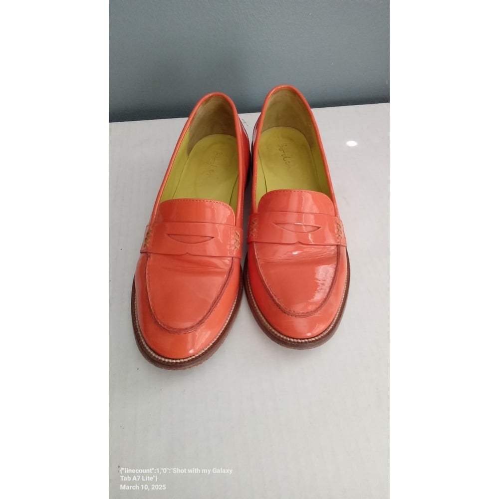 Boden Orange Patent Leather Penny Loafers Classic Style Shoes