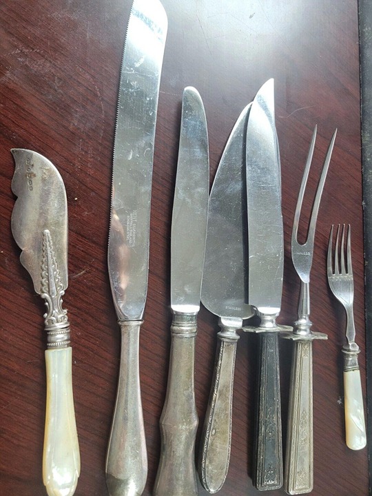 Sterling Silver Handles Knives Fork Serving Server Butter Spreader Lot of 7