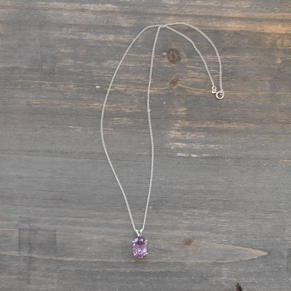 Sterling Silver 925 Amethyst Gemstone Pendant Necklace Oval Brilliant Cut 17.5