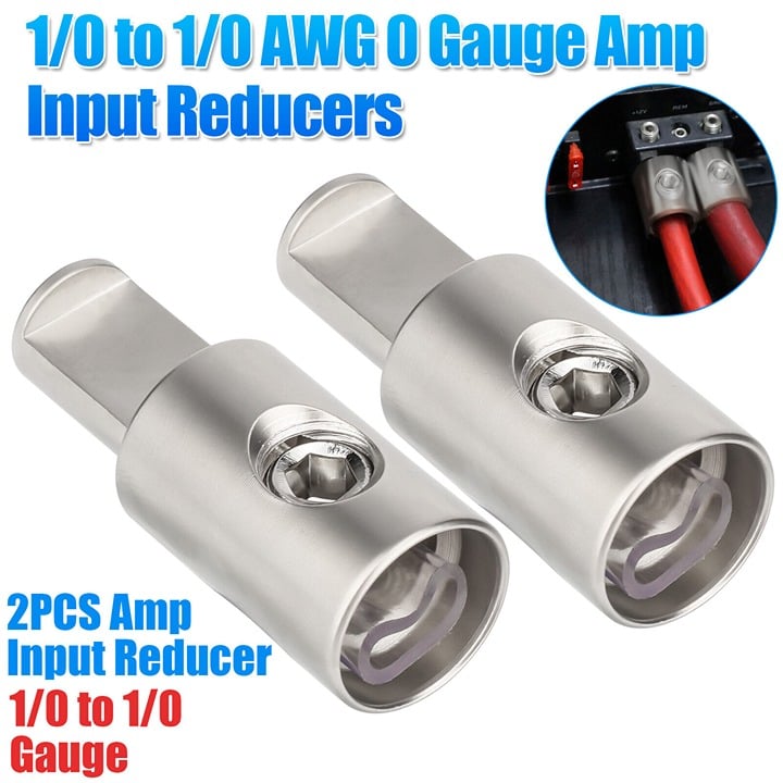 2PCS Car Audio Power Ground 1/0 Gauge to 1/0 Gauge Offset Amp Input Reducers Set