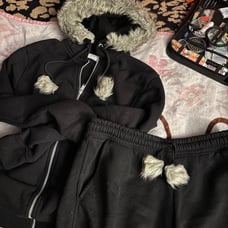 Fur trim emo core zip up and sweatpants set