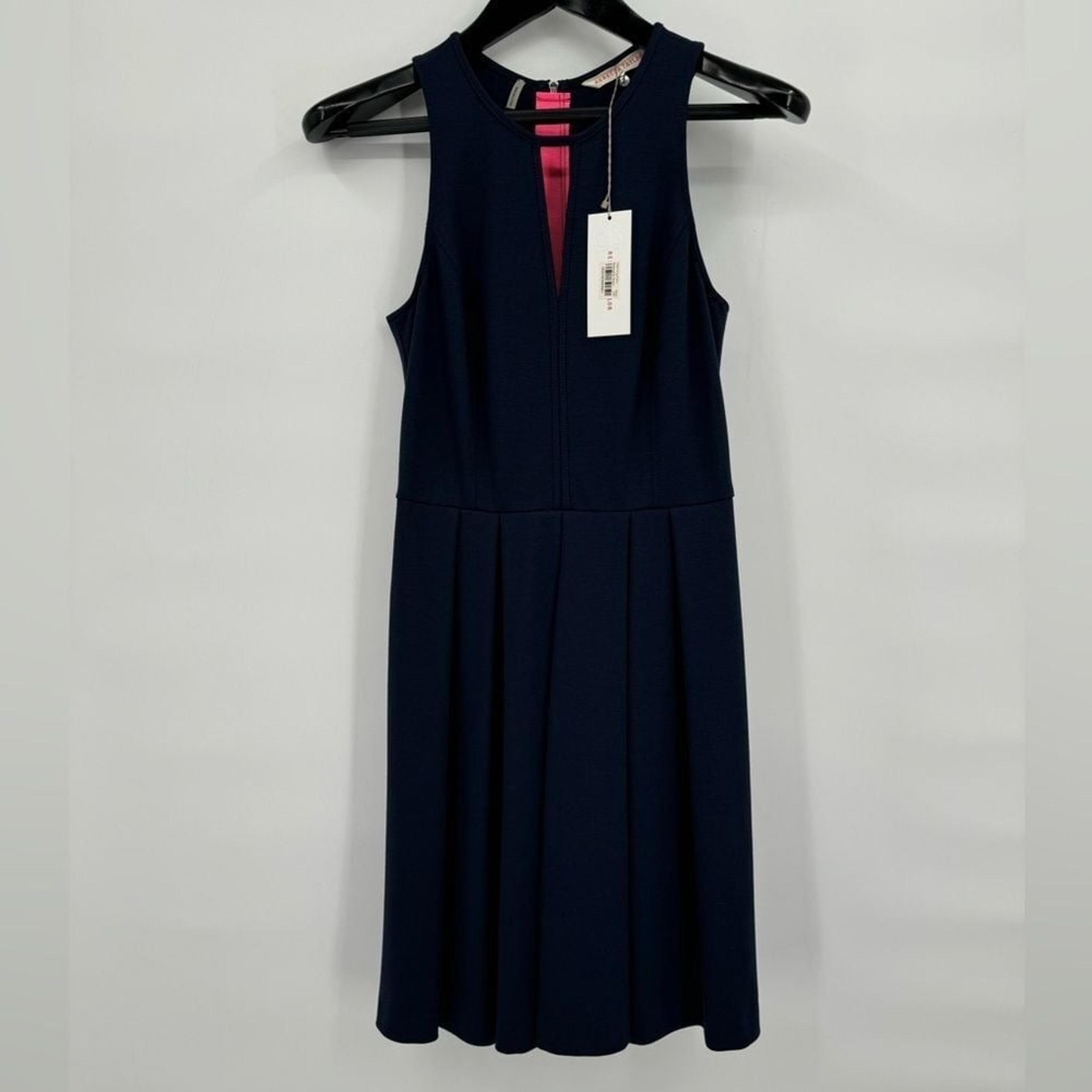 Rebecca Taylor Womens Size 4 Navy Knee Length Sleeveless Dress Pleated Back Zip