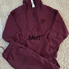 PINK I Y FLEECE WILD ROSE FULL ZIP HOODIE & STRAIGHT LEG SWEATPANTS OUTFIT MED