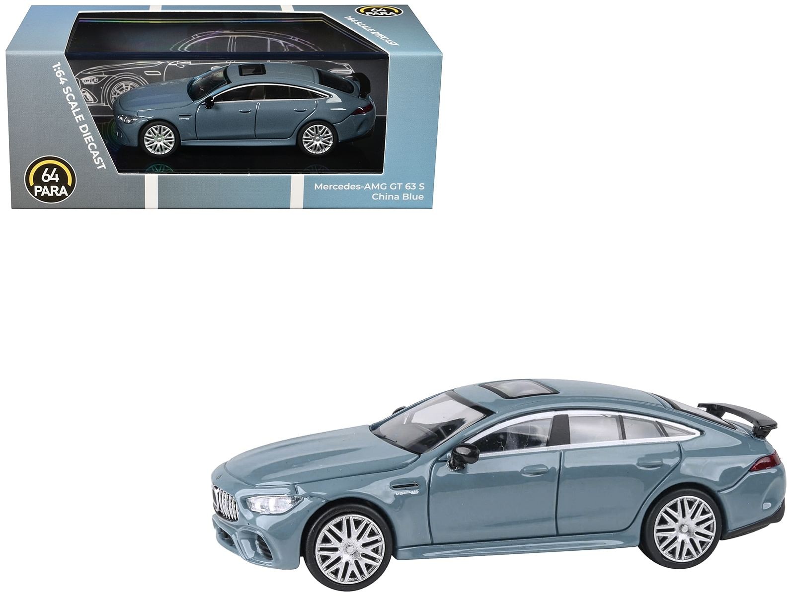 Mercedes-AMG GT 63 S China Blue with Sunroof 1/64 Diecast Model Car by Paragon M