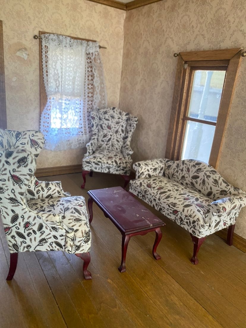 Dollhouse miniature living room set