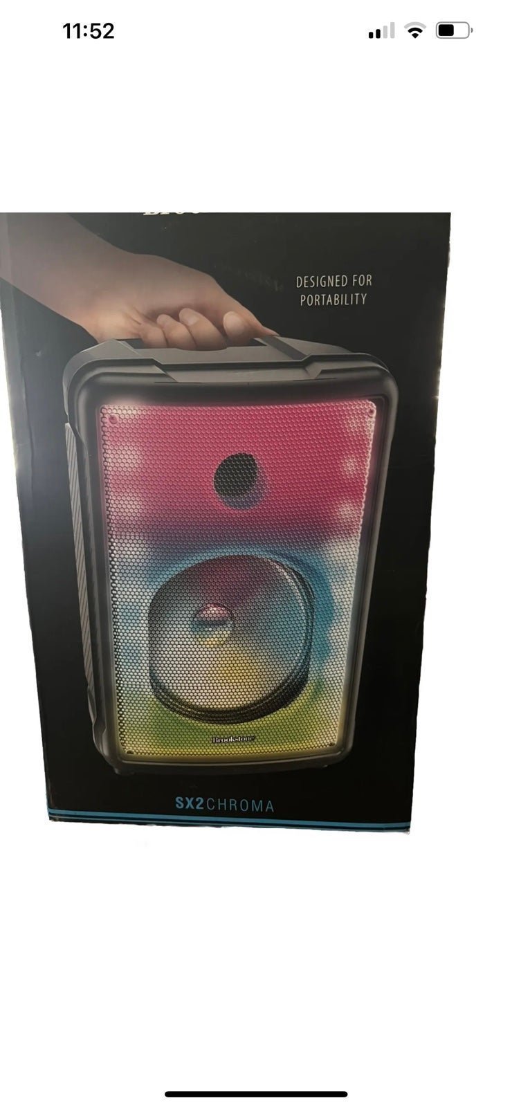 Brookstone Sx Chroma 2 Bluetooth Portable Speaker With LEDs Rechargeable “NEW”