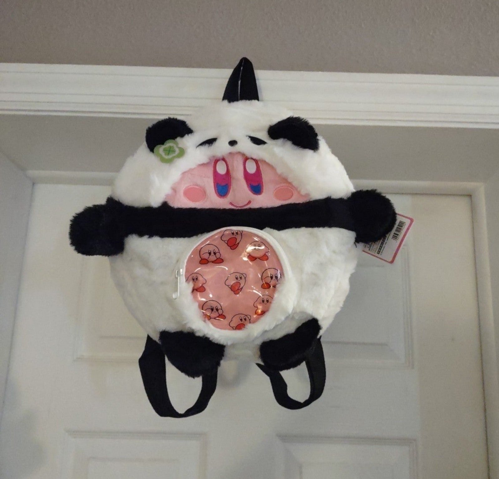 Adorable Kirby in panda suit backpack!
