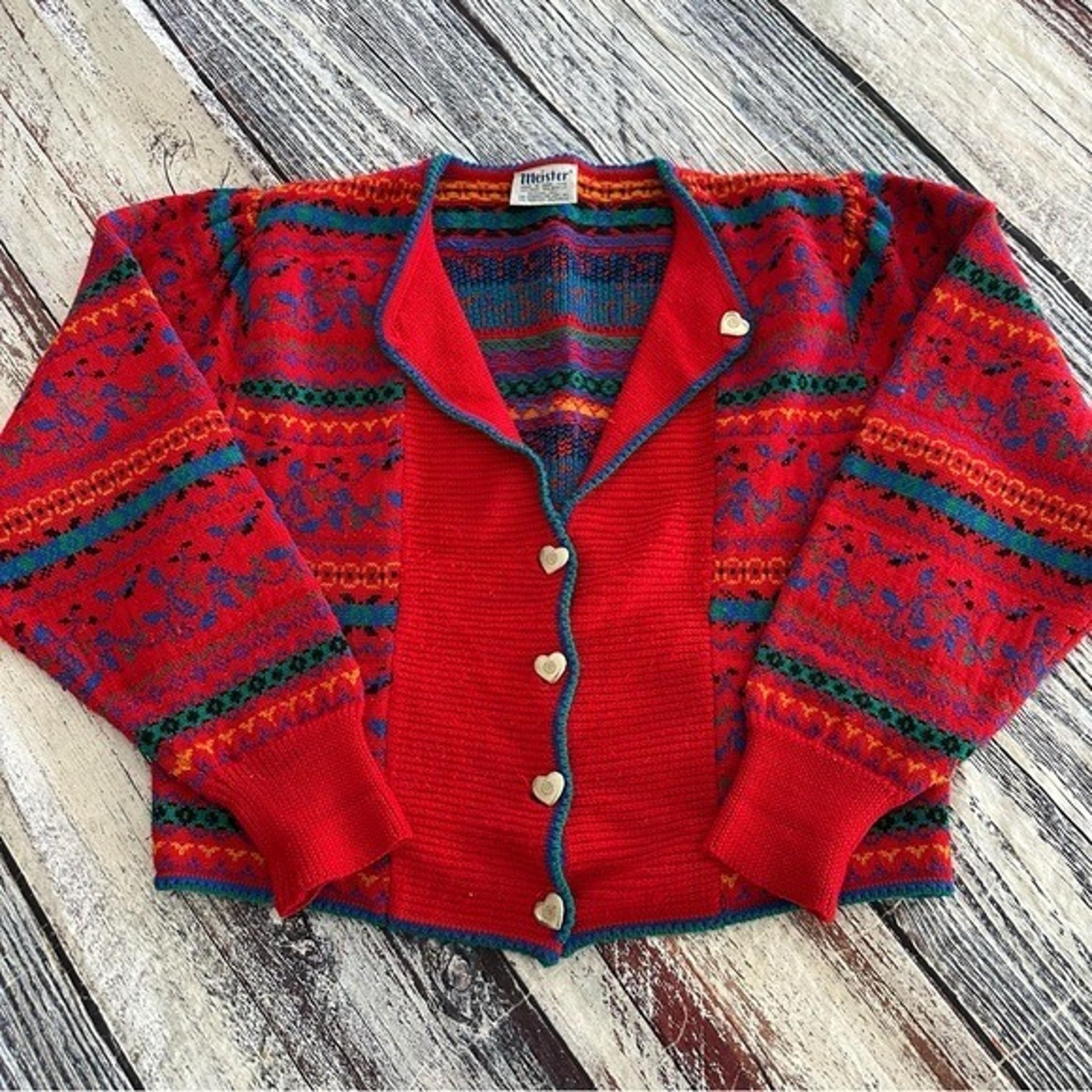 Vintage Meister Wool Blend Cropped Funky Knit Cardigan Sweater