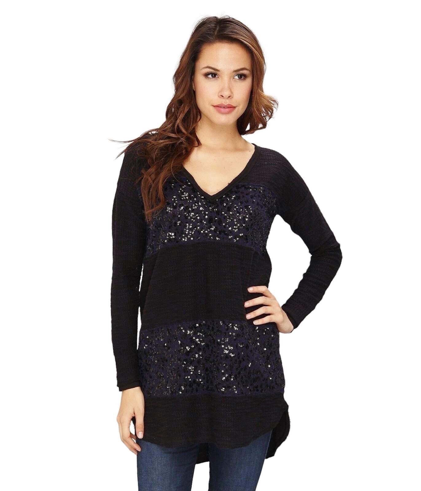 NWT Free People Sweater Black & Navy Size Medium