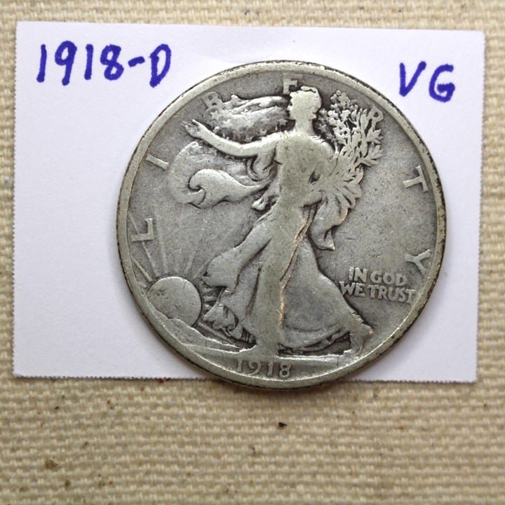 1918-D Walking Liberty Half Dollar VG