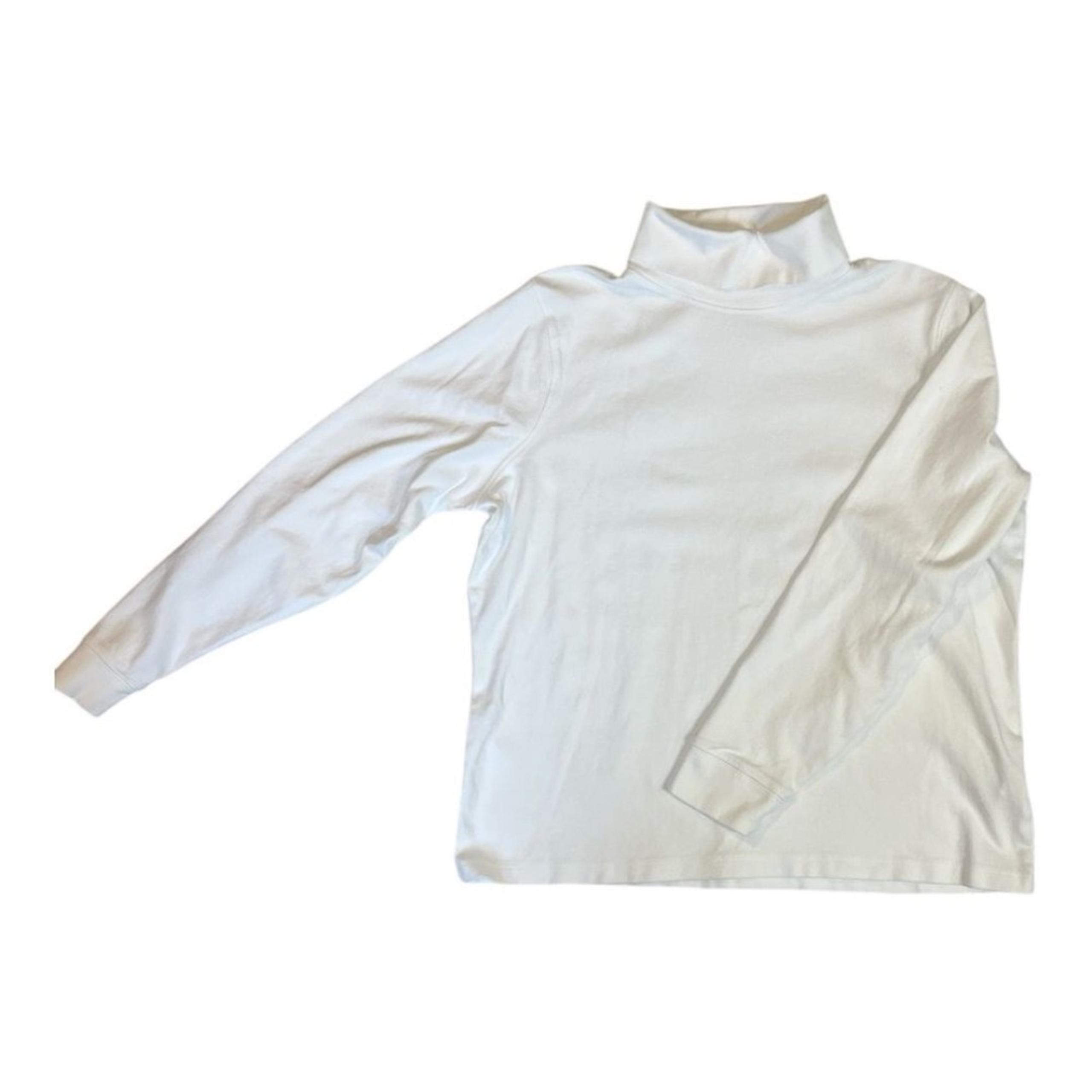 LL Bean cotton Turtleneck shirt Womens Large petite white