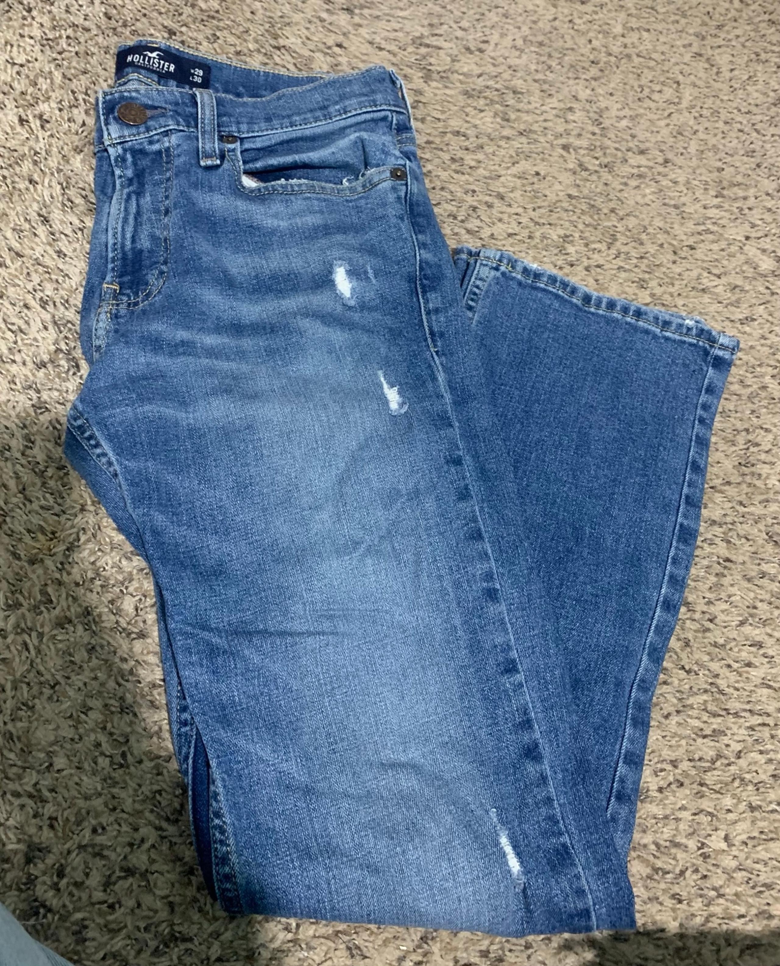 men’s hollister jeans bootcut distressed