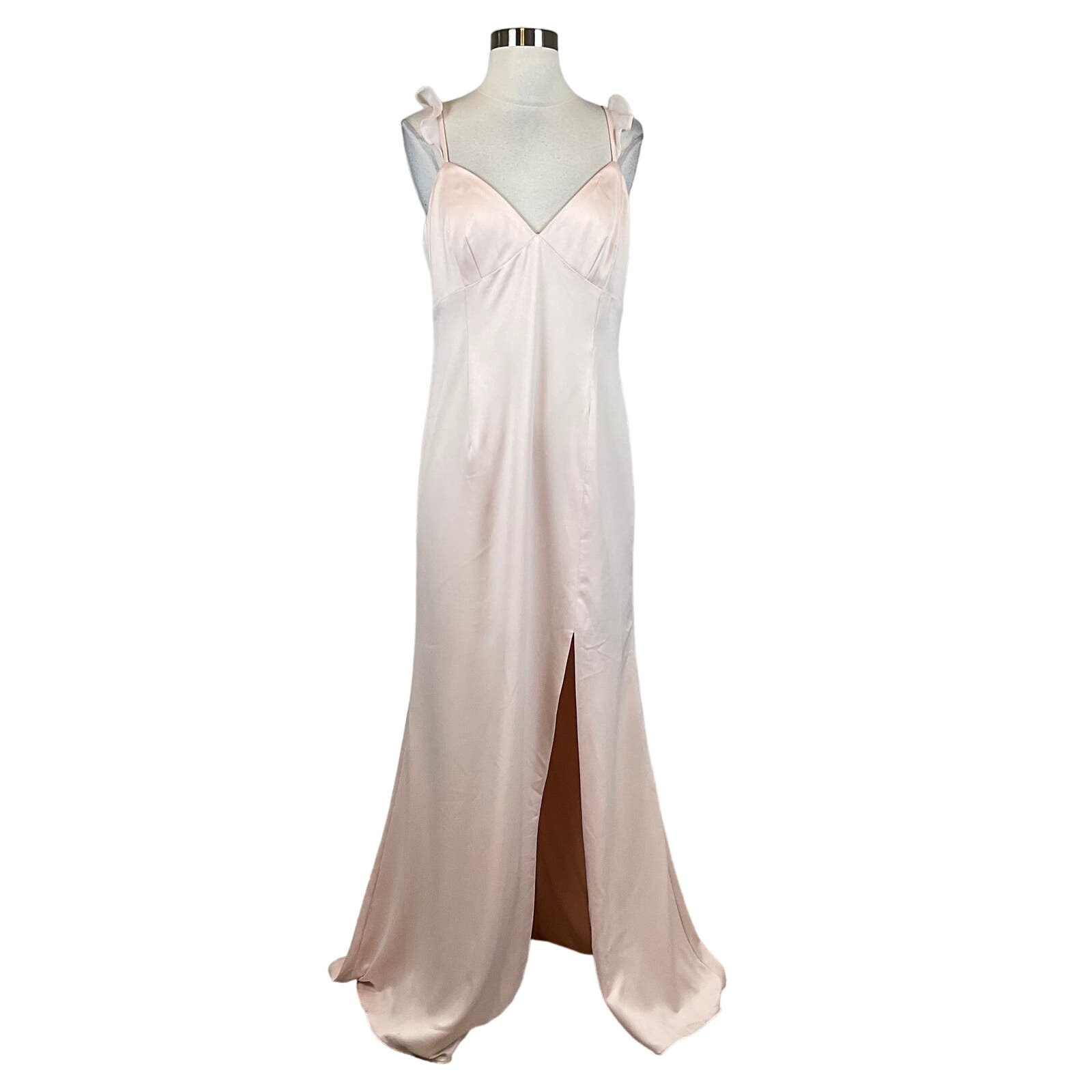 Adrianna Papell Women's Formal Dress Size 8 Pink Crepe Chiffon Sleeveless Gown