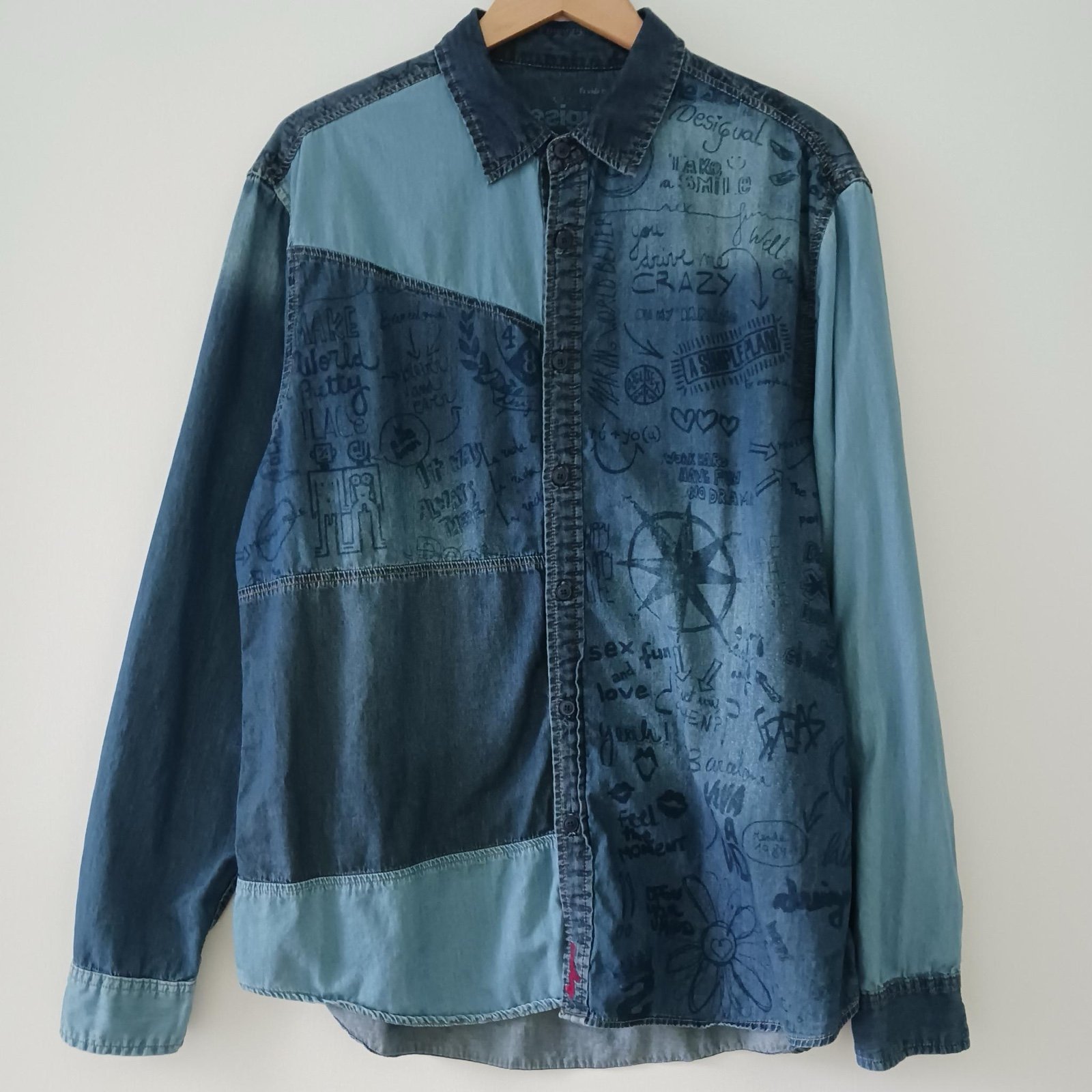 Desigual Adriana Lima for everybody sex fun and love men’s denim shirt