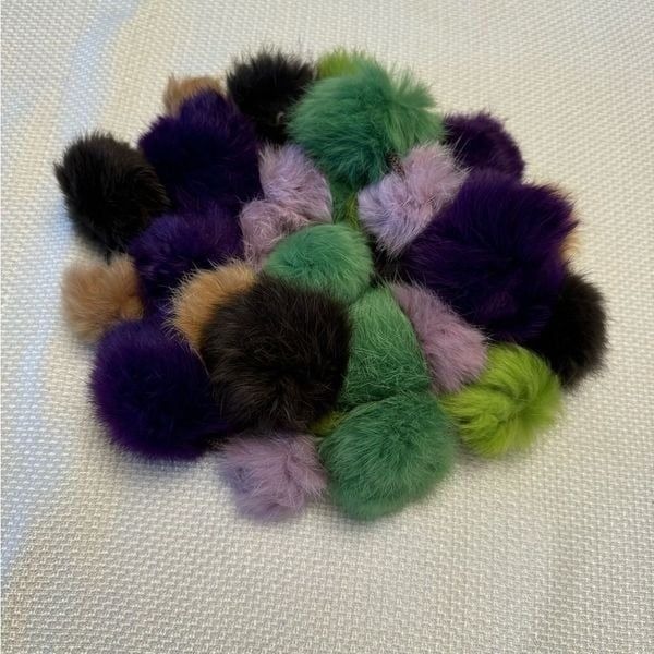 Genuine Rabbit Fur Pom Pom Scarf Necklace - Multicolor - Cejon Accessories boho