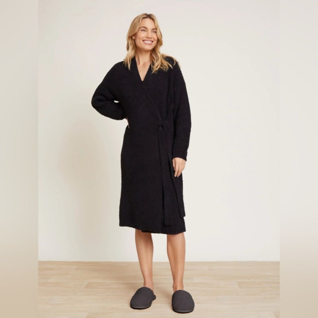 Barefoot Dreams CozyChic® Side Tie Robe Black Large