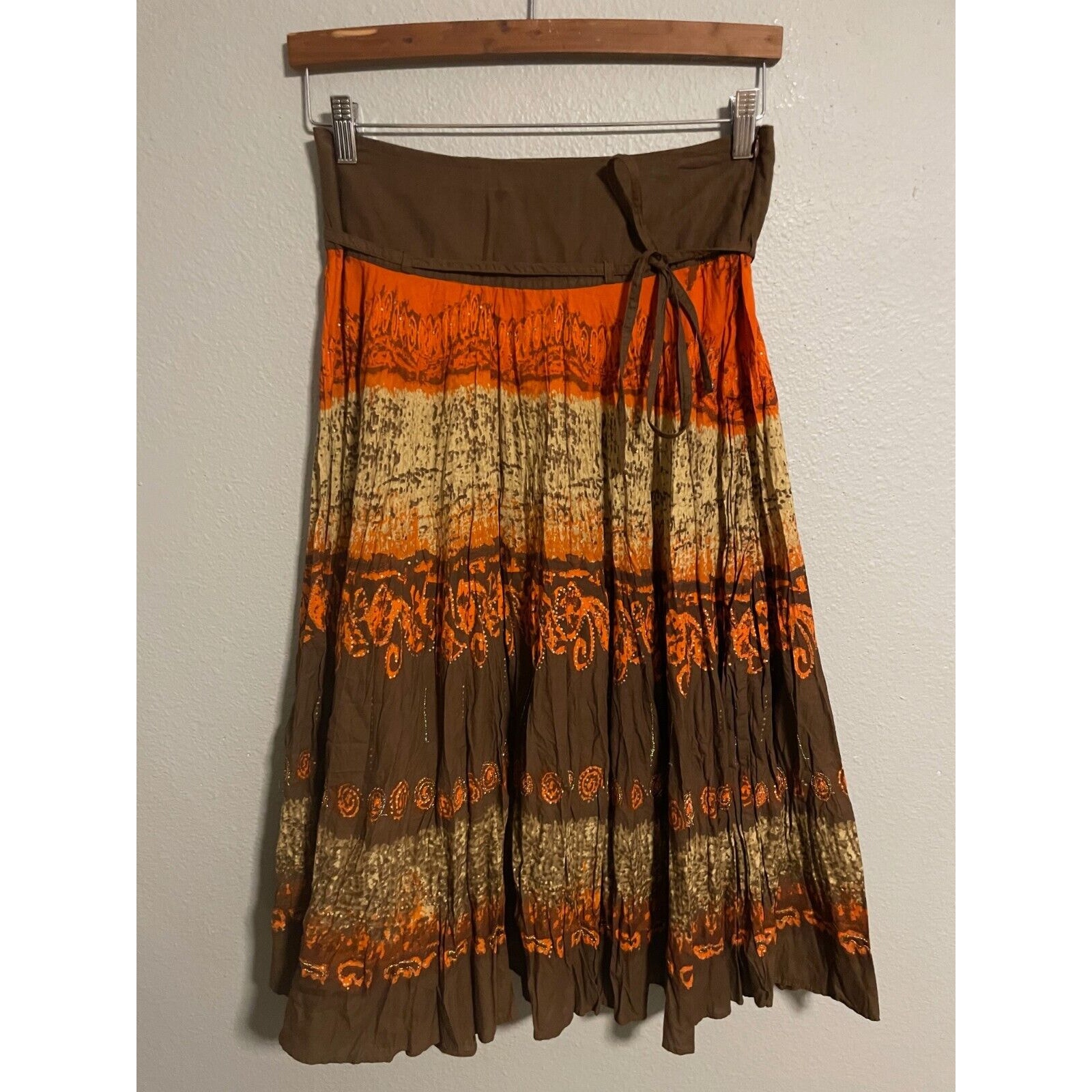 Vintage Grace Elements Womens Skirt Size 8 Mixed Media Embroidered Belted Boho