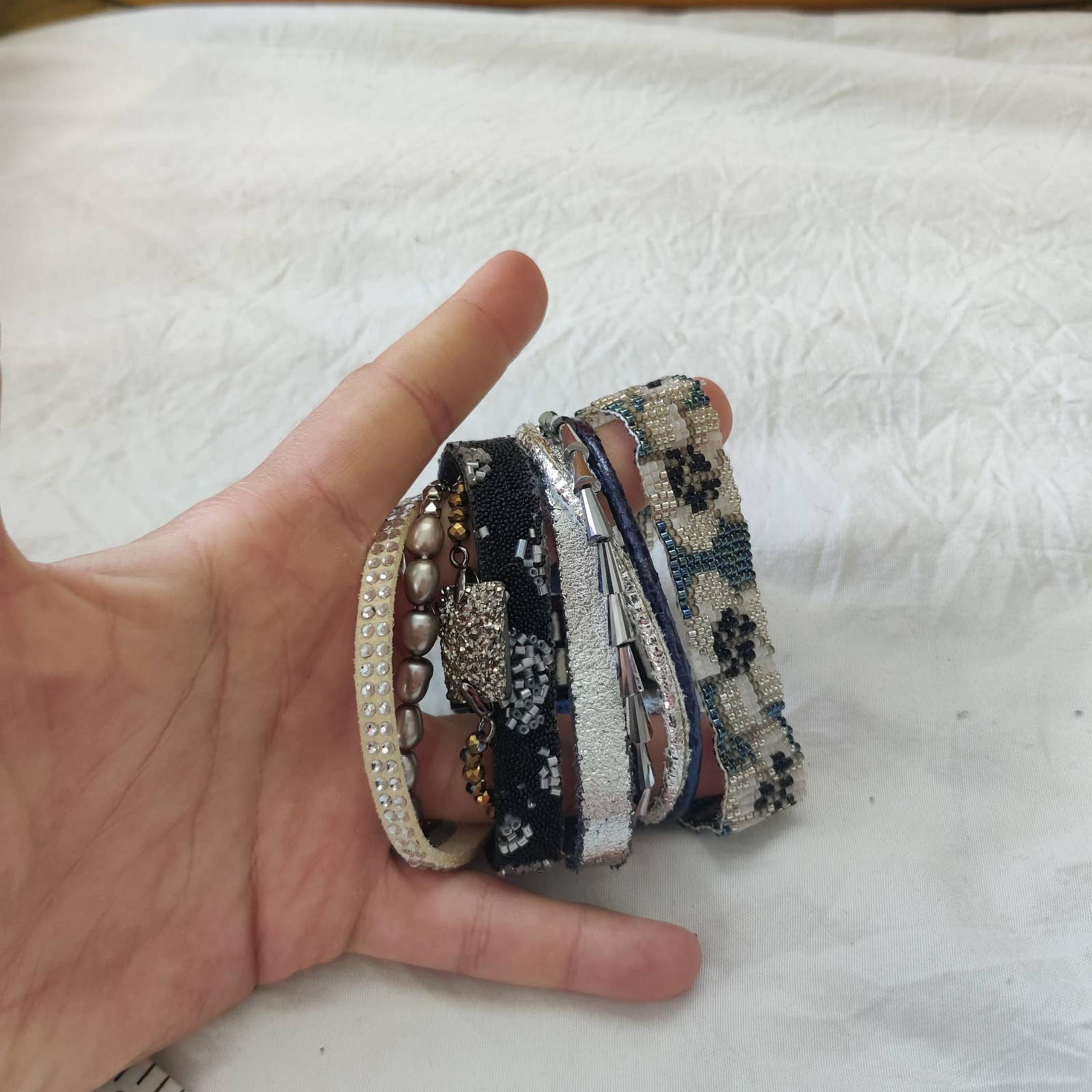 Blue and Silver tone Hipanema Cuff Bracelet