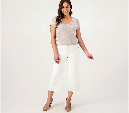 NYDJ Cool Embrace Wide Leg Denim Crop Jeans- Optic White casual classic plus