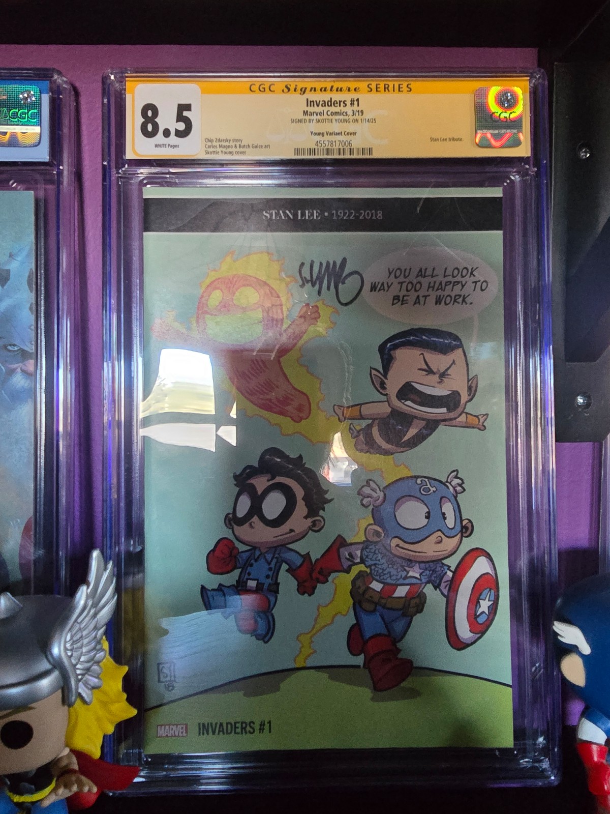 Marvel Comics Skottie Young signed Invaders 1 cgc graded slab not cbcs psa