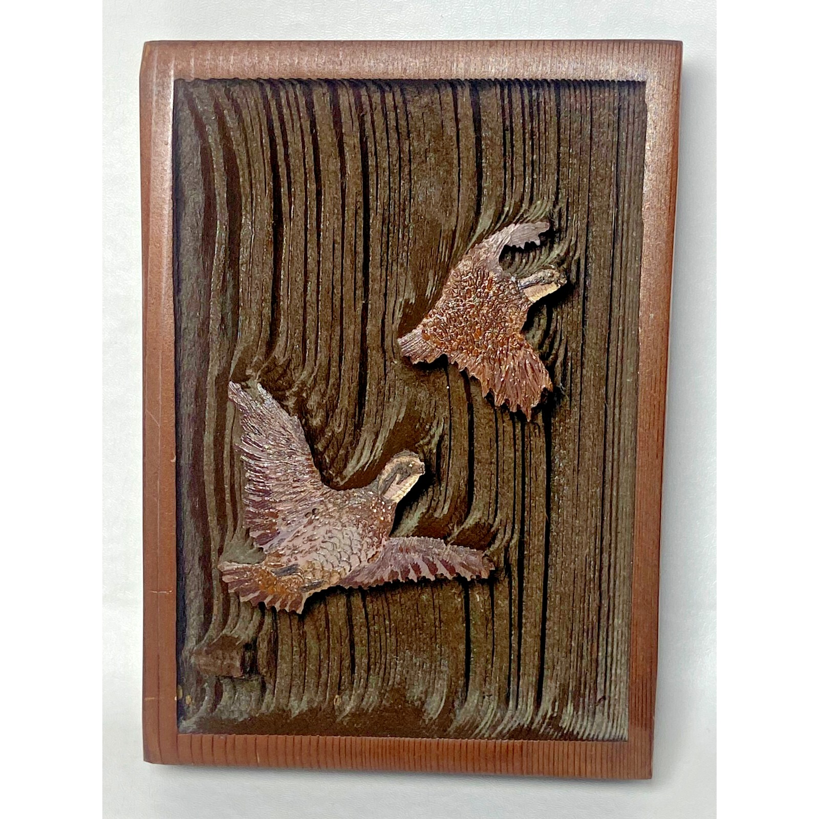 Hand Carved Wood Quail Hanging Wall Art Relief Signed Monarch Creations Vintage