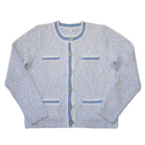 NWT J.Crew Marled Sweater Lady Jacket in Lilac Seascape White Cardigan M
