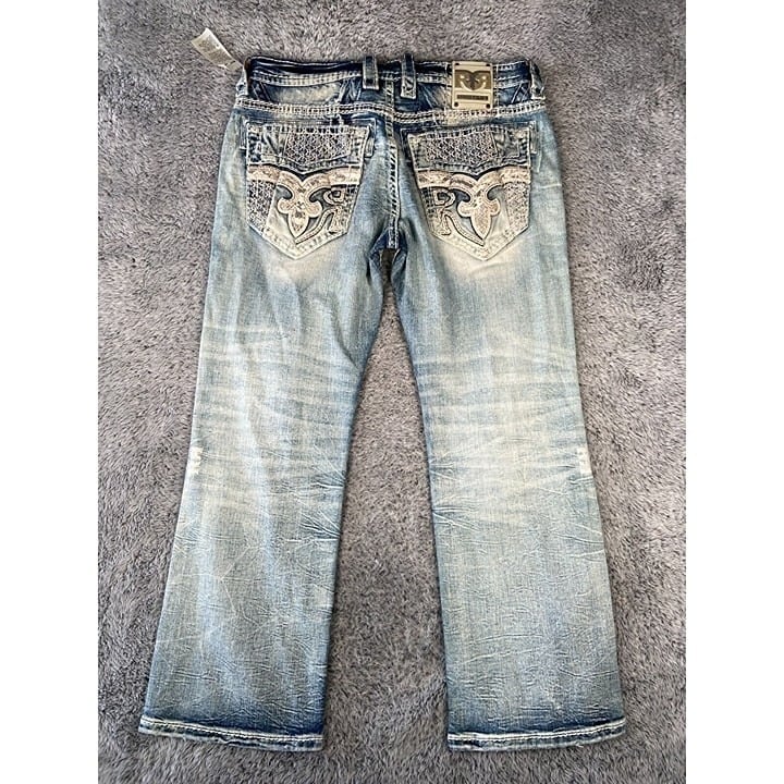 Rock Revival Manny Boot Stretch Distressed Jean Men Sizes 34x29