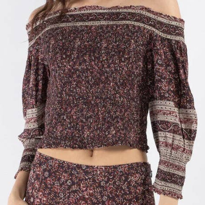 Veronica Beard NWT Rosalinda Smocked Off The Shoulder Top Size XS 3/4 Sleeve