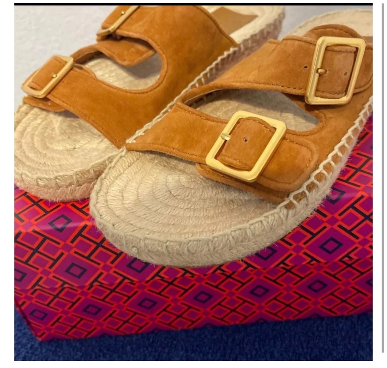 Tory Burch Selby two band espadrille slides sandals.
