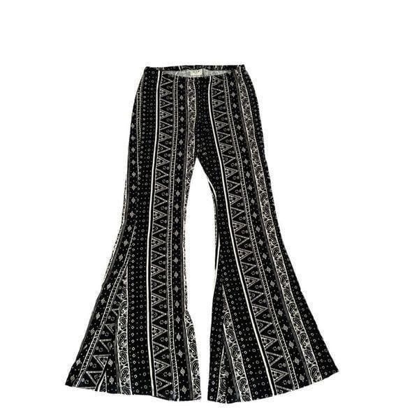 H.I. P Retro Aztec Tribal Soft White Black Bohemian Gypsy Y2K Flare Bell Pull on