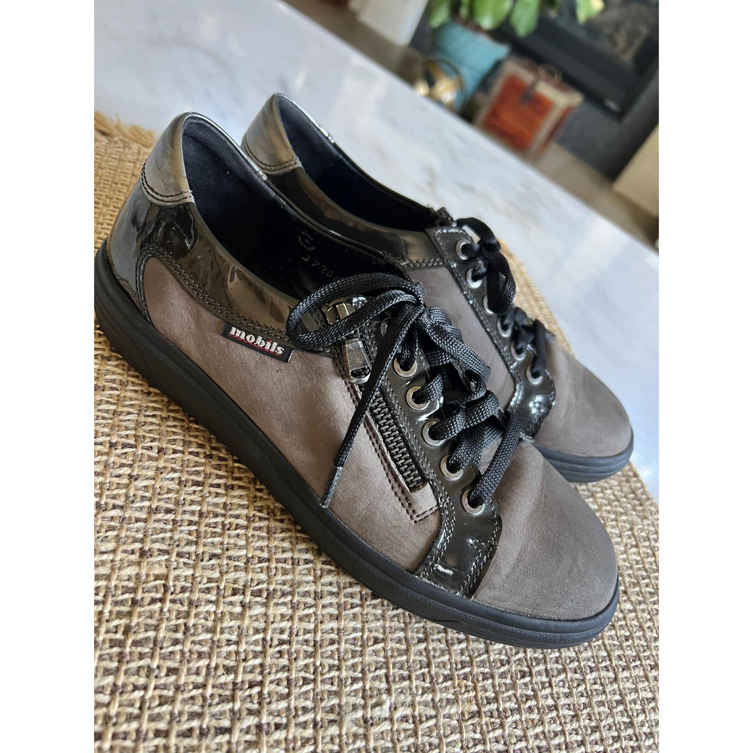 Mobils Mephisto Womens Gray Leather Lace Up Comfort Sneakers Shoes Size 7 - Mobil™