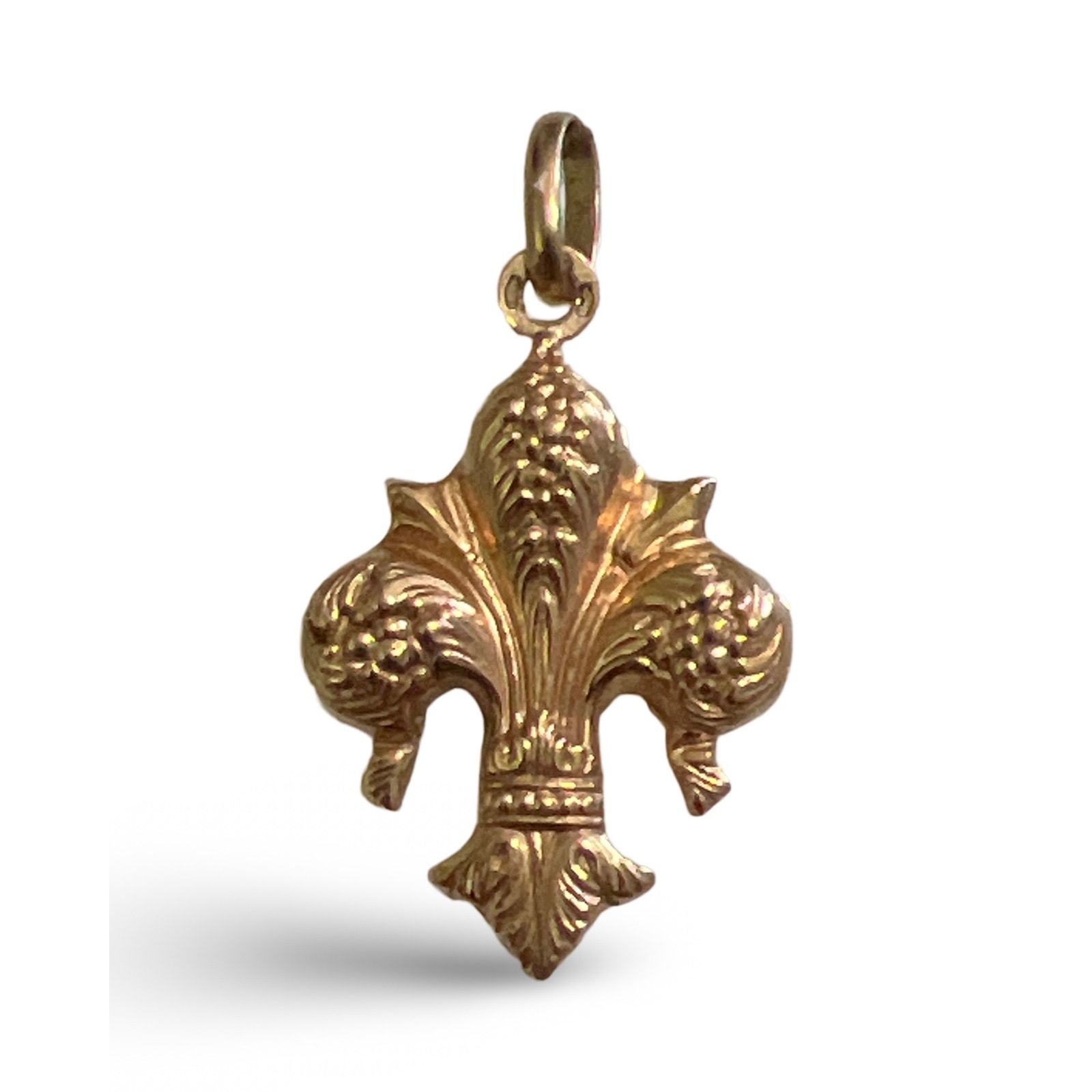 Vintage 18k Yellow Gold Fleur De Lis Charm Pendant