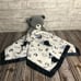 Just Born Bear Security Blanket Large Plush Mountain Tree Lovey Gray Blue 24x24.