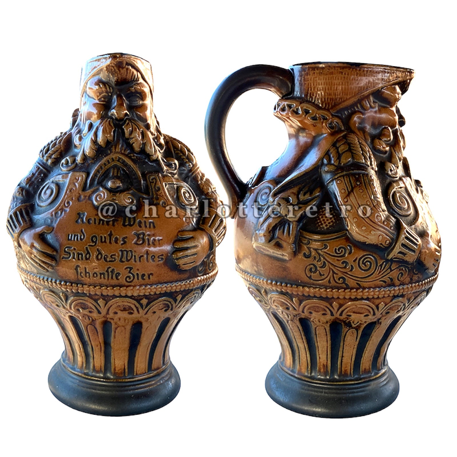 vtg German Gerz Fat Bearded Santa Pitcher Jug