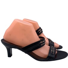 Salvatore Ferragamo Sandals Strappy Gancini Chain Black Leather Sz 11 B
