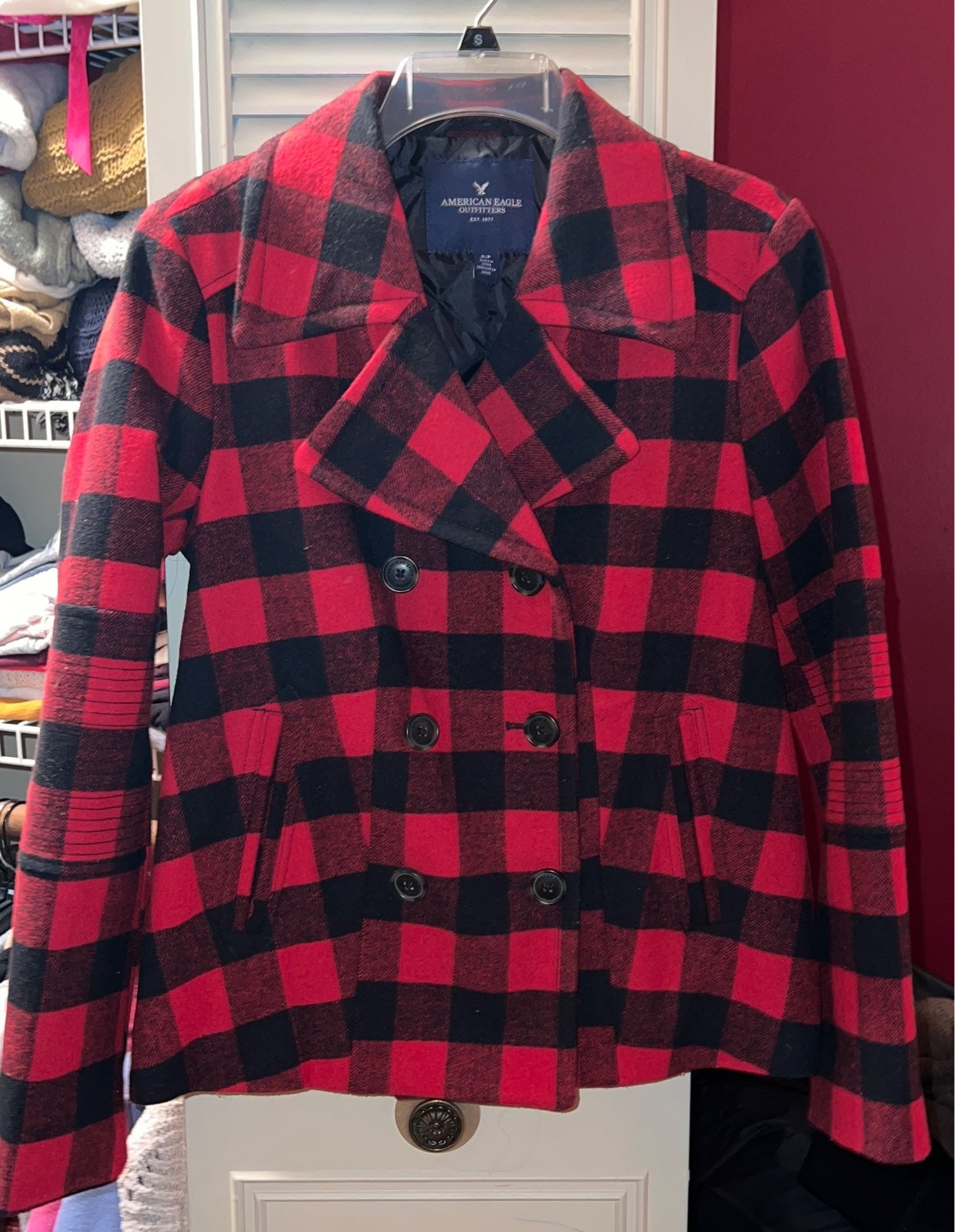 Plaid womens Peacoat