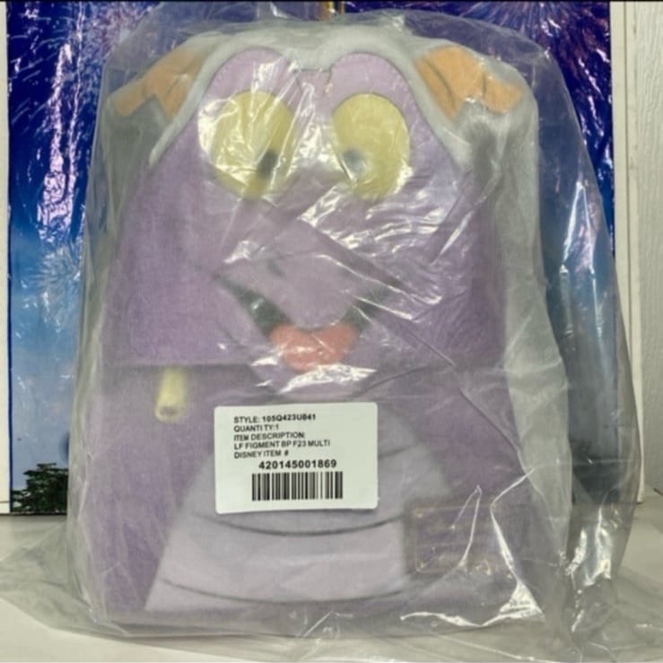 Disney parks Epcot purple holographic Figment Loungefly cosplay mini backpack