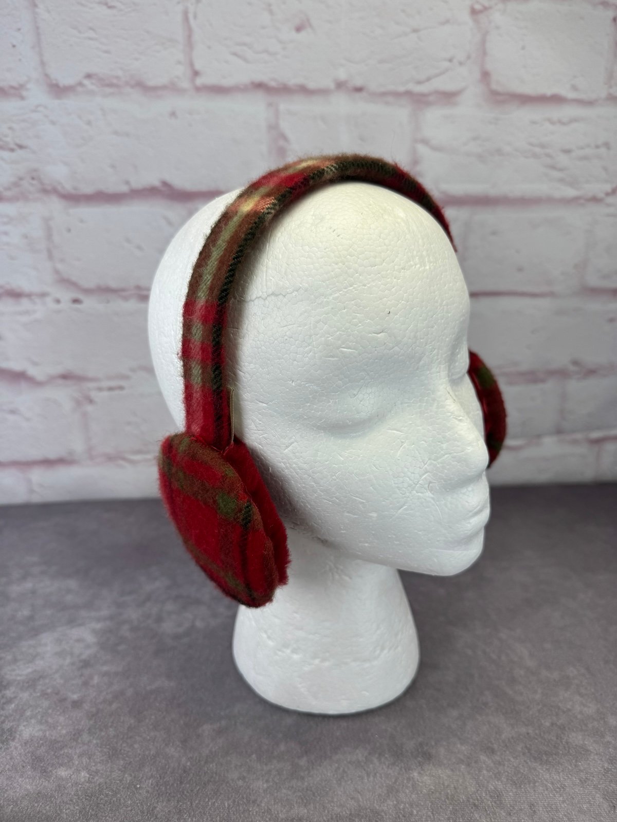 Authentic Burberry Giant Check Cashmere Red Earmuffs